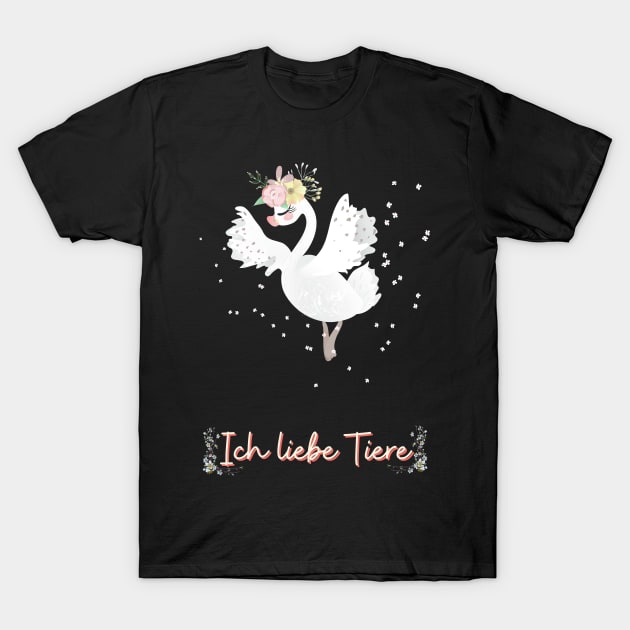 Schwan Tanz Liebe Tiere Prinzessin Blumen Süß T-Shirt by Maggini Art